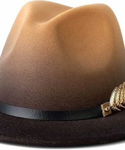 Gradient Color Fedora Wide Brim Felt Panama Hat GR27