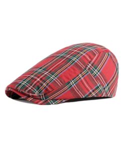 Red Plaid Newsboy Flat Cap GR14